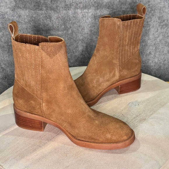 Dolce Vita Farlin Chelsea Bootie Size 7.5 Camel Brown Leather Pull On Boots - Picture 4 of 15